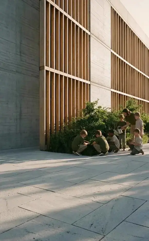 Students planting a schoolyard forest